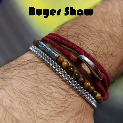 New Adjustable 3mm Thin Cord Bracelet Homme Double Layer