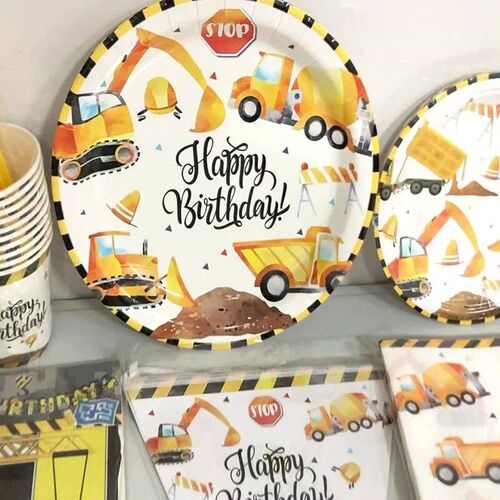 Excavator Truck Construction Party Plate Cup Tableware Happy