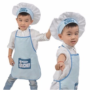 2 Pcs/Set Children Junior Apron Chef Hat Pocket Suit Kids Co