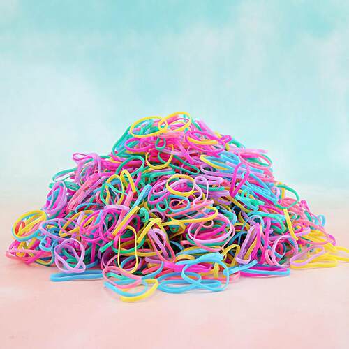 1000Pcs Colorful Disposable Hair Bands Girls Elastic Rubber