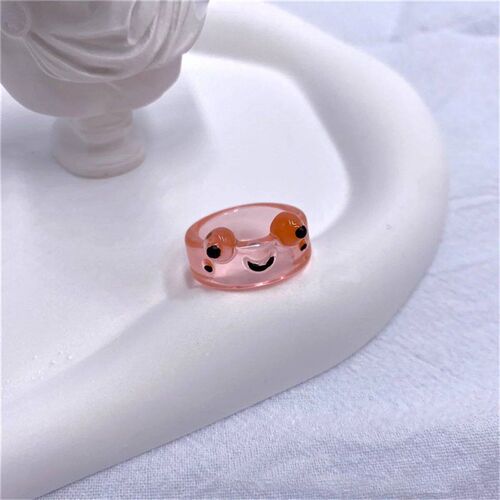 Cute Smile Frog Resin Rings For Women Girls Funny Cartoon Ac