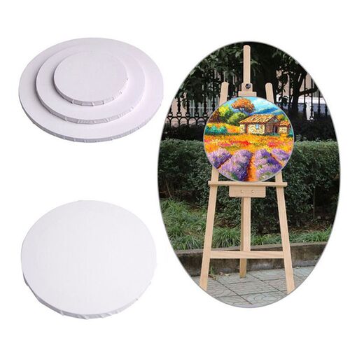 White Blank Panels Round Canvas Board Wooden Frame Art Artis