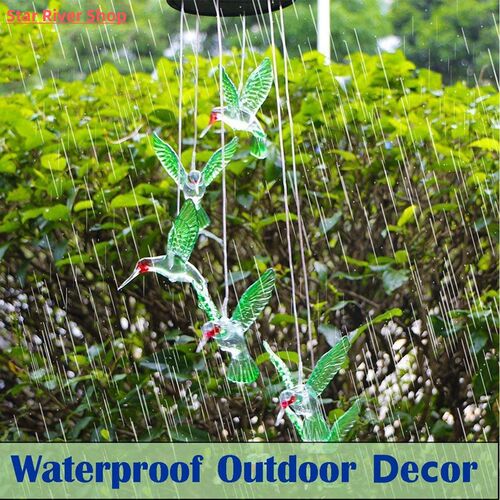 LED Solar Wind Chime Crystal Ball Hummingbird Wind Chime Lig