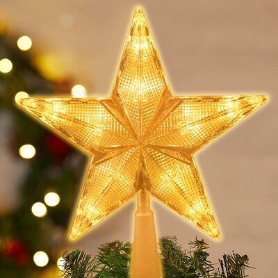 1Pc 16/20cm Christmas Tree Top Star Light LED Glowing Star L