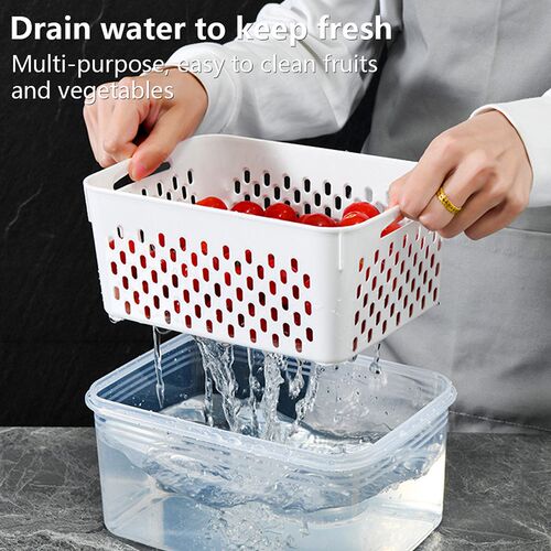 Refrigerator Storage Box Fridge Organizer With Drain Basket