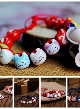 Chinese Style Ceramic Maneki Neko Bracelet Polymer Clay Hand