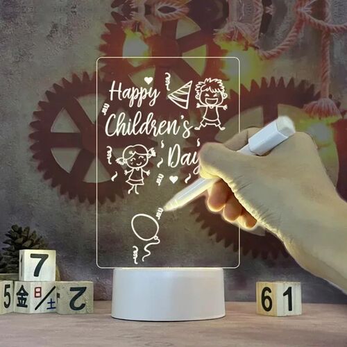 LED Night Light Note Board Message Board With Pen USB Power