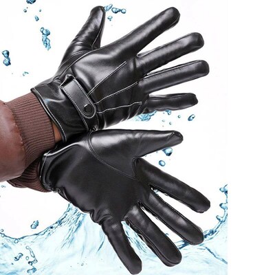 Leather Gloves MenS Winter Cycling Pile Thickened Warm Wind