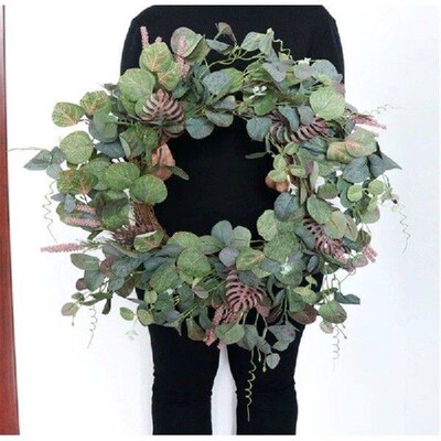 Elegant Artificial Window and Door Wreath Decorative Green