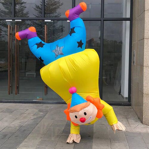 Handstand Clown Inflatable Costume Funny Blow up Outfit Hall