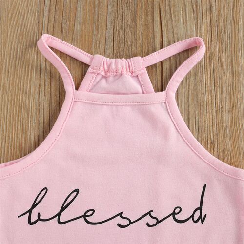 Infant Kids Baby Girls 2Pcs Clothes Set, Sleeveless Letter