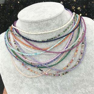 Super Shiny Crystal Neckls Simple Small Beads Neckls F