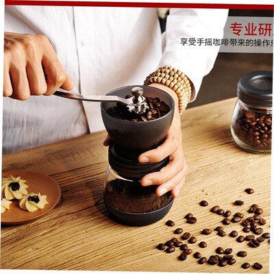 coffee bean grinder manual hand crank mill ajustable burr