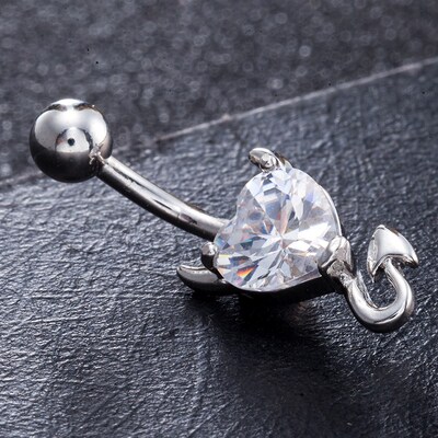 Love & Annie Heart Navel Belly Button Rings Devil Shape Red