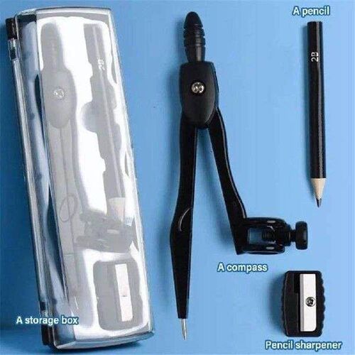 Clip Pen Type Drawing Compasses Set with Pencil Sharpener