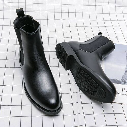 British Style Chelsea Boots Men Mid Calf Dress Shoes Busines