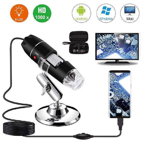 3 In 1 USB Microscope 1600X Magnification 8 LED Portable