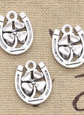 12pcs Charms Horseshoe Lucky Clover 18x15mm Antique Making P