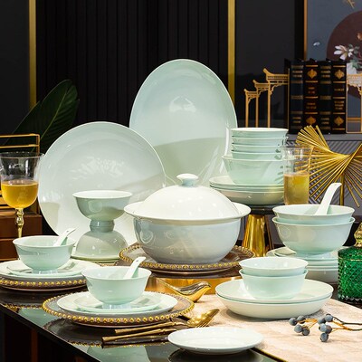 Jingdezhen high-temperature blue glazed bone porcelain dish