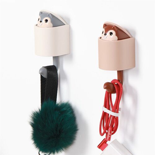 Cute Squirrel Wall Hook Adhesive Home Cartoon Cute Hanger Ke