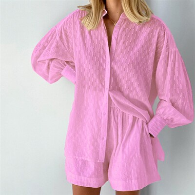 Casual Loose Cotton Women Suits Long Sleeve Shirts Tops With