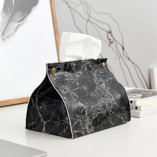 Tissue Case Box Container PU Leather Marble Pattern Napkin T