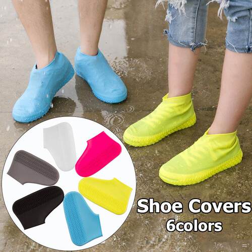 1 Pair 6 color Reusable Latex Waterproof Rain Shoes vers Sli