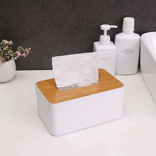 Desktop bamboo paper towel box multi function can put mobile