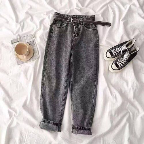Fashion Blue Black Womens Jeans Trousers Vintage Korean Sre