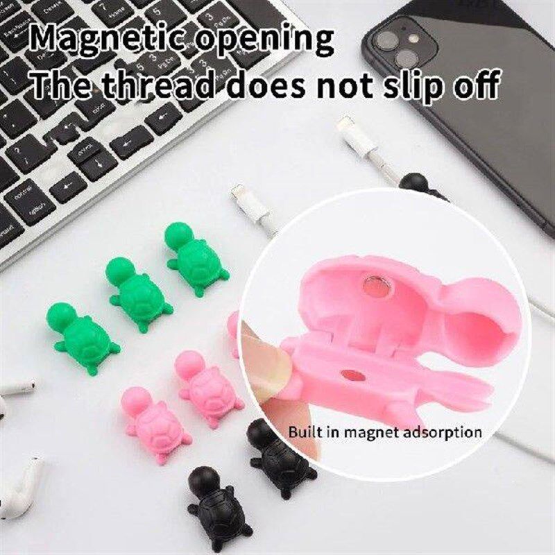 12pcs Magnetic Cable Management Clips Cute Turtle Data