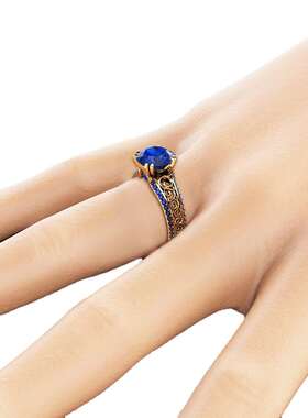 Zhenrong New Ruby Through Flower Ring Micro-set 14k Yellow G