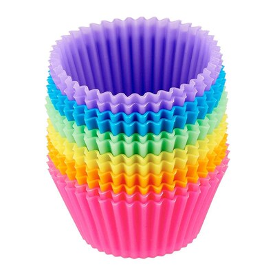 12pcs Silicone Cake Mold Round Muffin Cupcake Baking 蛋糕模
