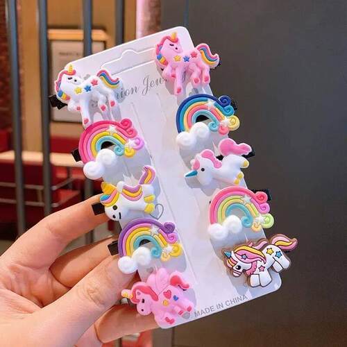 10PCS/Set New Girls Cute Cartoon Unicorn Hair Clips Kids Lov