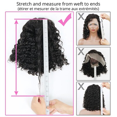 Bob Lace Wig Black Curly For Women Deep Water Curly Wave Hum