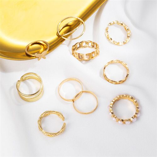 IPARAM Bohemian Geometric Hollw Out Wide Ring Set Womens Vi