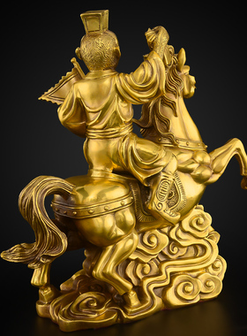 黄铜马摆件客厅招办公室马上封侯工艺品财生肖马到成功铜马大号