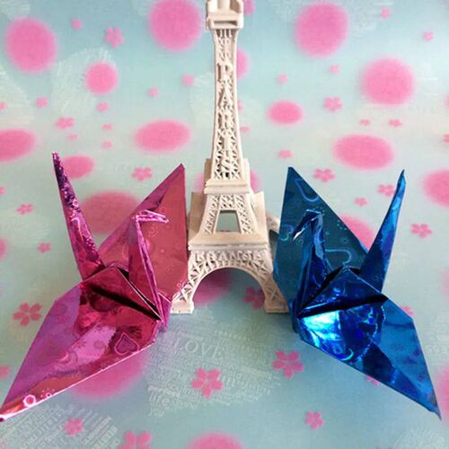 Laser Light Colored Origami Papercranes Love Multicolor Load