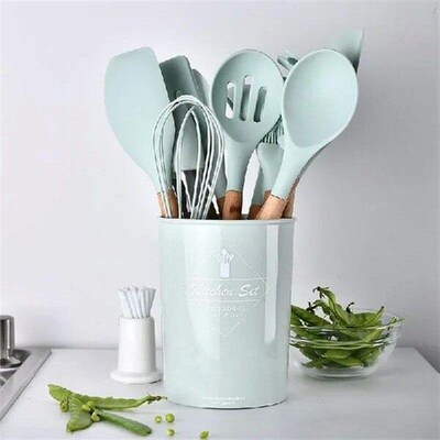 11pcs Silicone Kitchen Cooking Utensils Set of With Holder