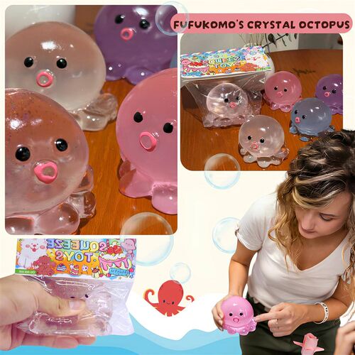 Crystal Squishy Octopus Squeeze Toys Cute Clear Soft Sticky