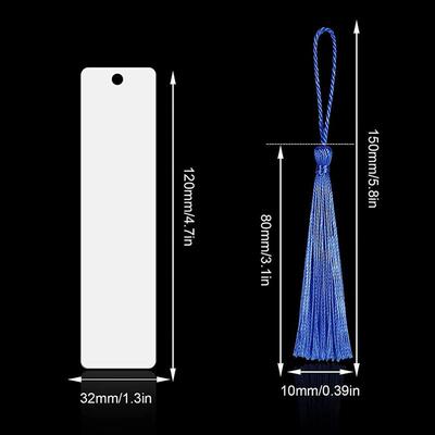 10PCS Bulk Blank Sublimation Bookmark with Tassels Double Si