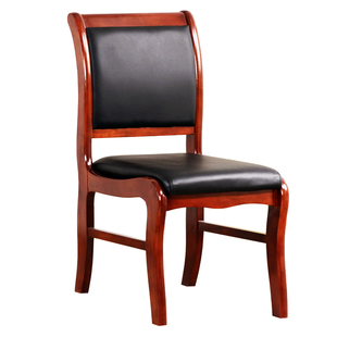 实木会议椅牛皮办公椅政府单位接待培训带靠背无扶手学校电脑椅子