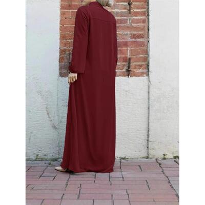 Green Dress 速卖通女装中东风立领口袋连衣裙