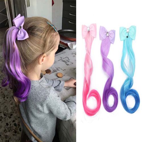 Cute Children Gradient Bow Hair Clips Headdress tail Hair Ro