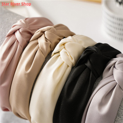 Women Wide Side Headband Twisted Knotted Head Hoop Solid Col