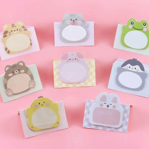 8 Piece Adhesive Kawaii Cartoon Animals Sticky Notes Notepad