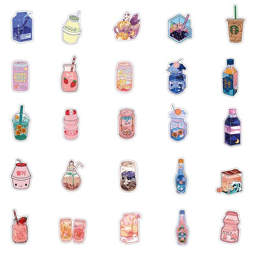 2022  50PCS INS Style Cute Drink Cartoon Stickers Laptop