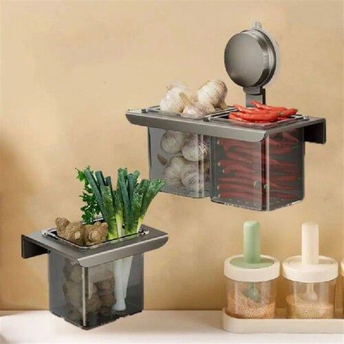 Carbon Steel Suction Cup Ginger Storage Box Wall Mounted