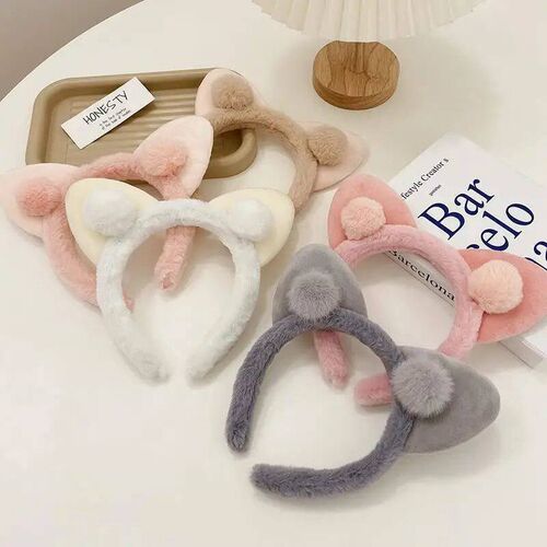 Cute Fluffy Headband For Women Sweet Cat Ear Antler Bow Plus