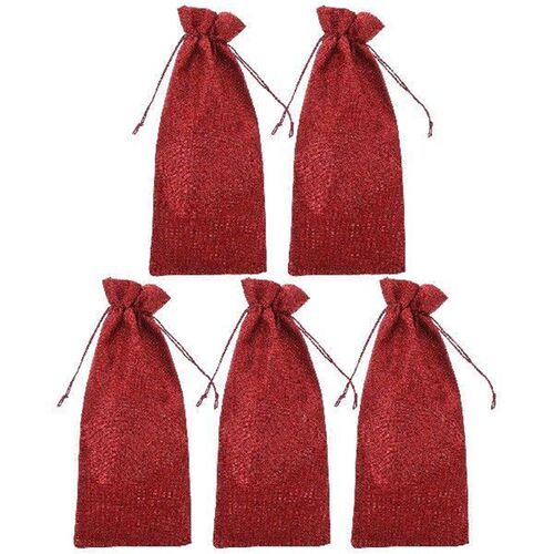 5 Pcs Burlap Bottle Bag Packaging Bags Cooler Sleeve Gift