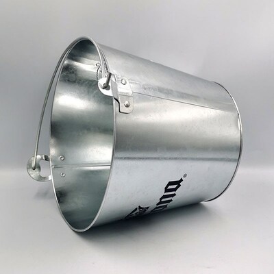 Round Tinplate Ice Bucket 5L with Bottle Opener Galvanized I